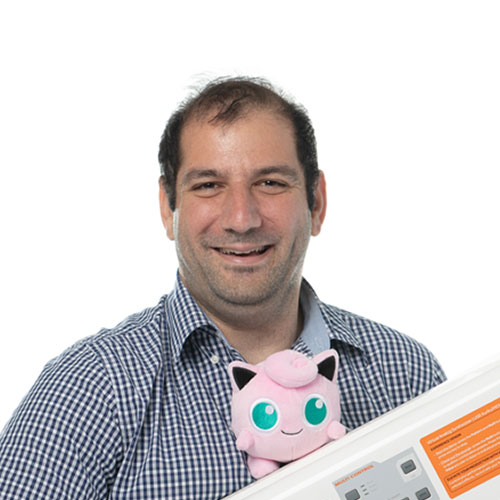richard sacco team member at orases with a jigglypuff plush