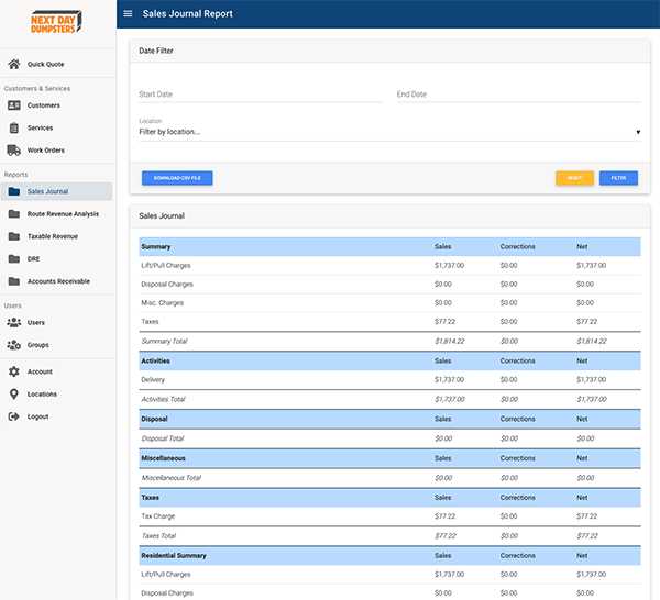 NDD Sales Journal Dashboard