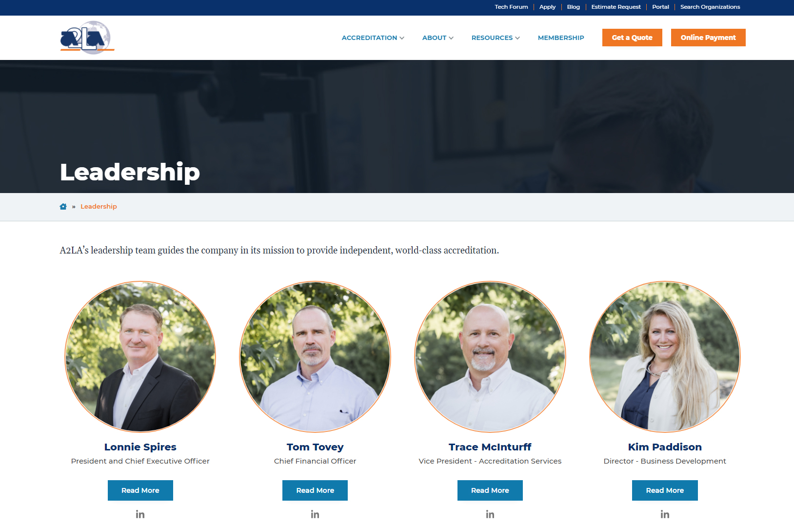 A2LA new leadership page