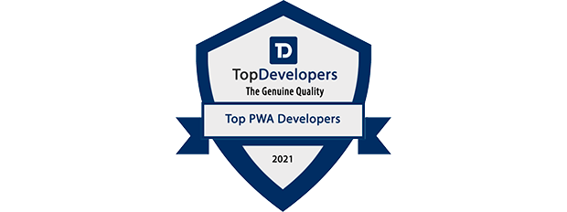 TopDevelopers Top PWA Developers of 2021 award banner