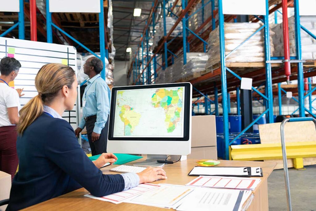 Woman Working On Different Types Of Warehouse Management Systems