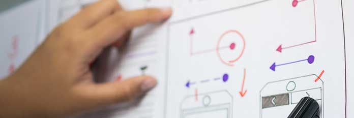 Graphic designer mapping out a new mobile application