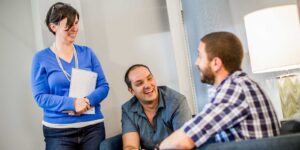 Orases social media app development team having conversation