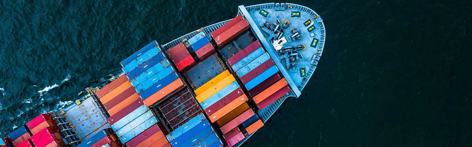 ship transporting goods across the ocean