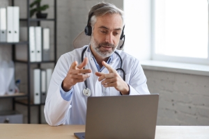telemedicine consultation from a doctor in their remote office