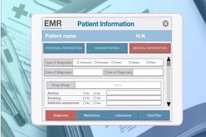 patient information form on tablet using emr