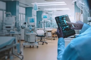 doctor using ai in hospital using tablet