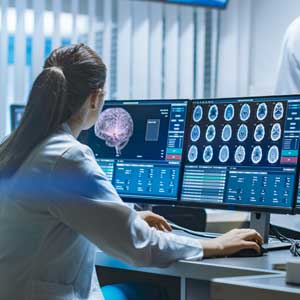 Medical imaging software being used by doctor