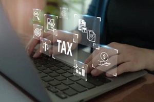 tax planning software online payment and technology concept