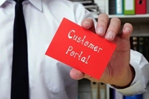 conceptual photo about customer portal with handwritten text