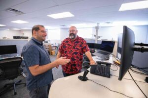 data management conversation between employees