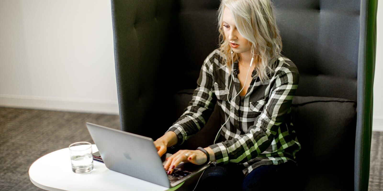 female employee working in a separate space
