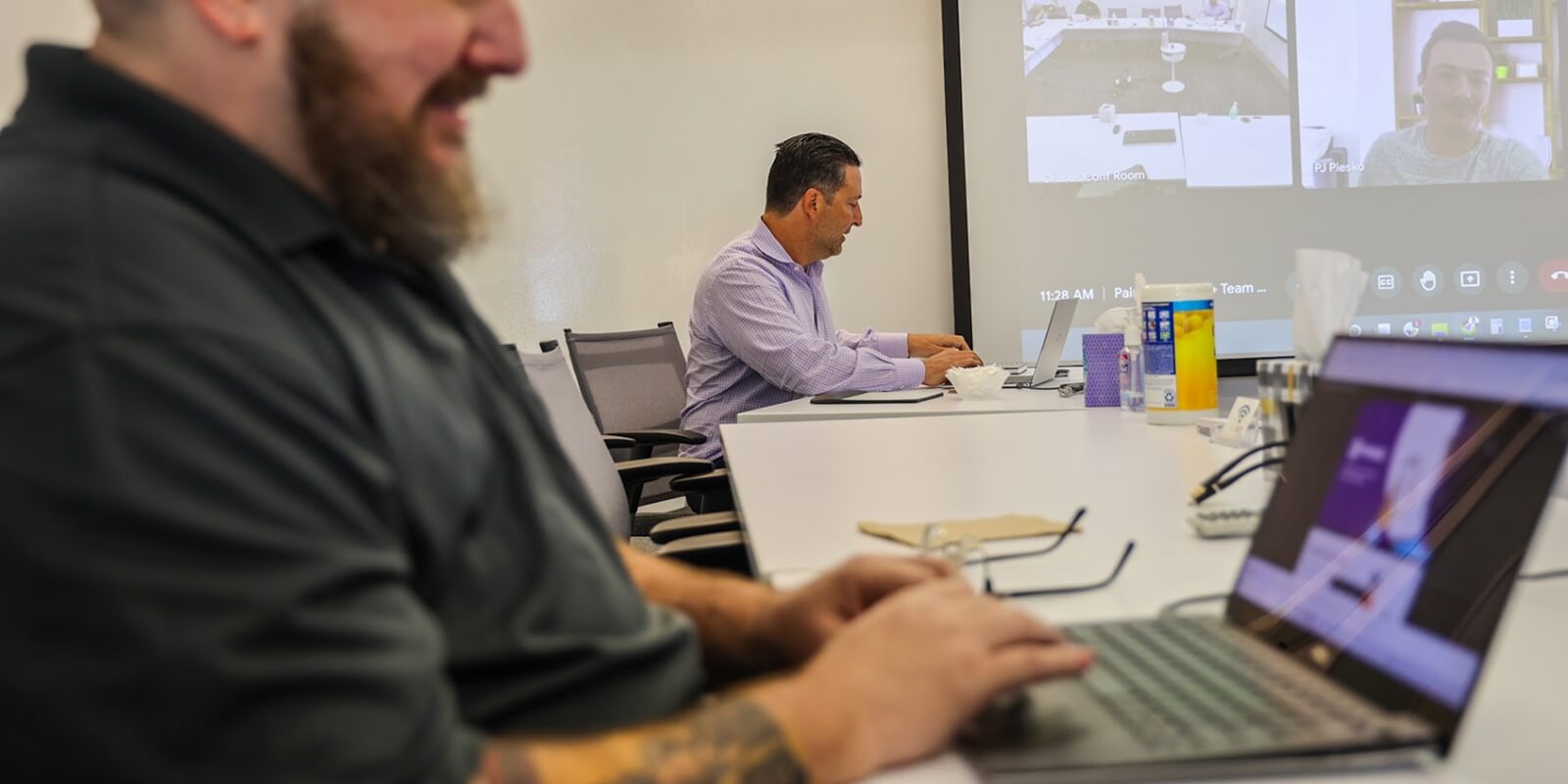 meeting via a video conferencing