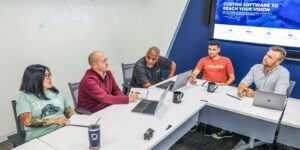 orases team members during a short meeting
