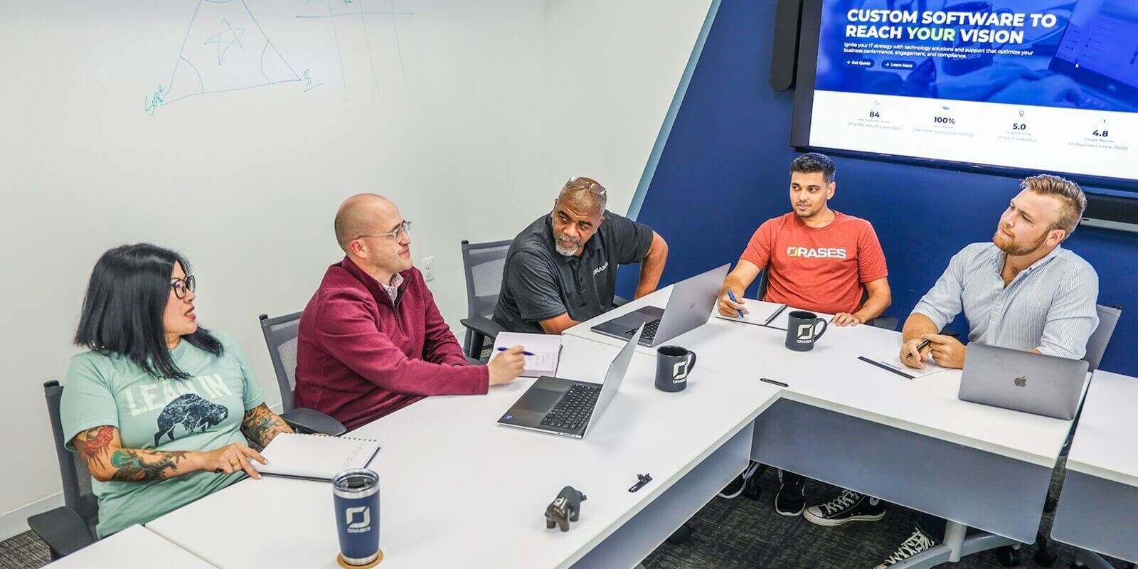 orases team members during a short meeting