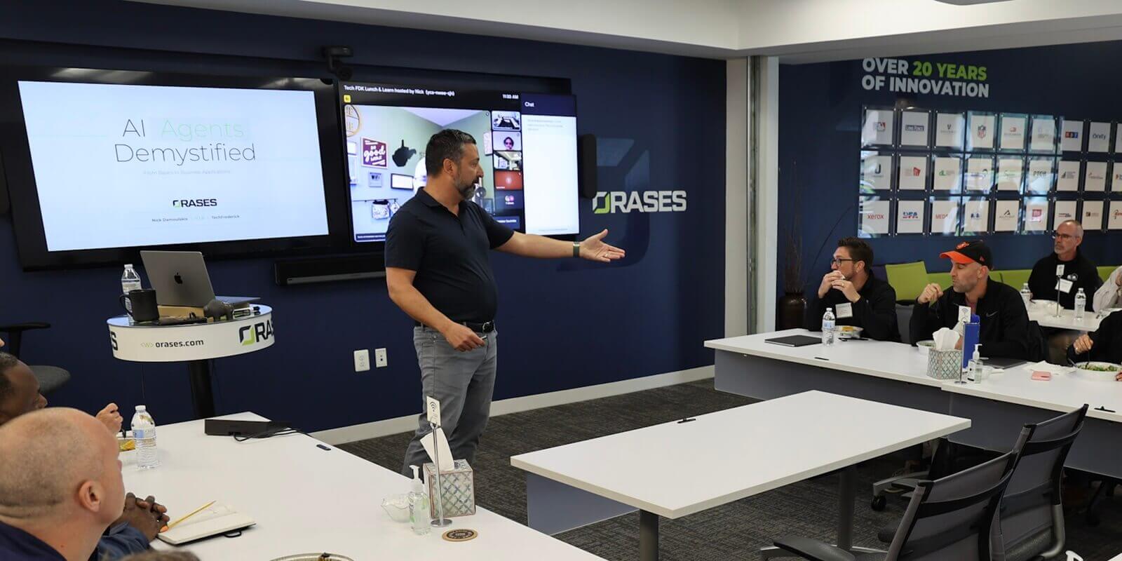 team orases at AI Agent development presentation